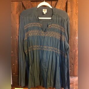 Ivy Jane Teal Embroidered Blouse